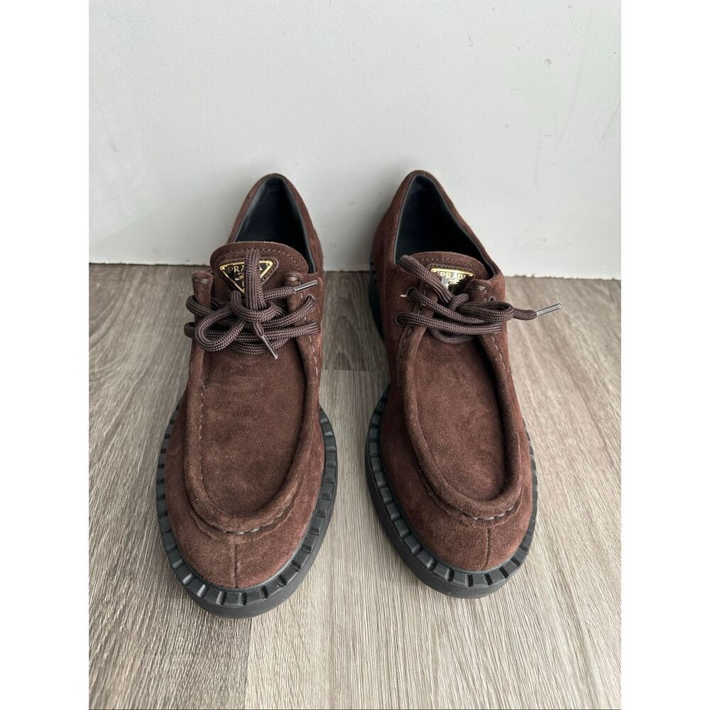 PRADA Chocolate suede loafers EU 39 / US 9 $1250 - Picture 8 of 16